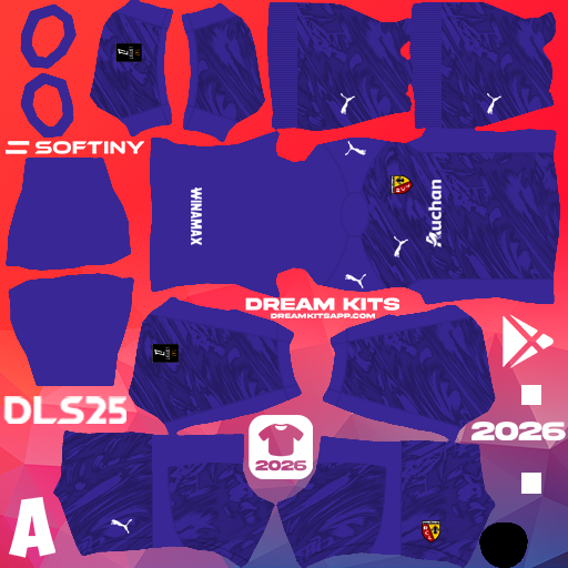 Kit / Equipamento GOL Titular RC Lens 2025-2026 Dream League Soccer / DLS 2025 512x512 PNG