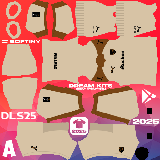 Kit / Equipamento Terceiro RC Lens 2025-2026 Dream League Soccer / DLS 2025 512x512 PNG