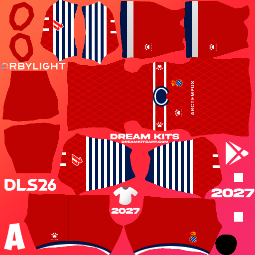 Kit / Equipamento Visitante RCD Espanyol 2026-2027 Dream League Soccer / DLS 2026 512x512 PNG