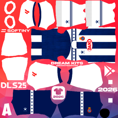 Kit / Equipamento Titular RCD Espanyol 2025-2026 Dream League Soccer / DLS 2025
