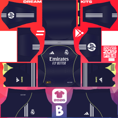 Kit / Uniforme Visita Real Madrid 2025-2026 Dream League Soccer 2019 DLS / FTS