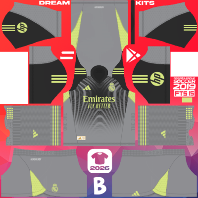 Kit / Uniforme POR Visita Real Madrid 2025-2026 Dream League Soccer 2019 DLS / FTS
