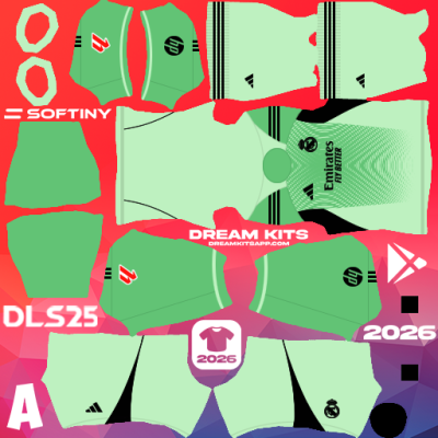 Kit / Équipement GB Extérieur Real Madrid 2025-2026 Dream League Soccer / DLS 2025