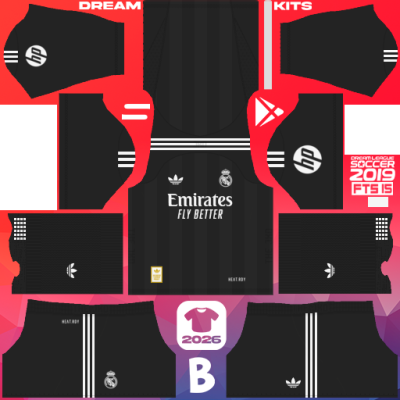 Kit / Uniforme POR Tercero Real Madrid 2025-2026 Dream League Soccer 2019 DLS / FTS