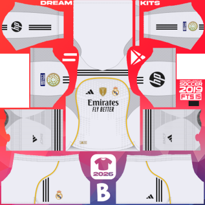 Kit / Équipement Domicile Real Madrid 2025 Dream League Soccer 2019 DLS / FTS