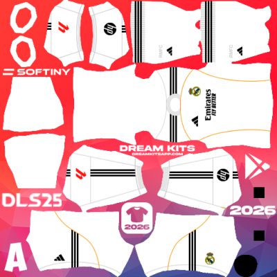 Kit / Equipamento Titular Real Madrid 2025-2026 Dream League Soccer / DLS 2025