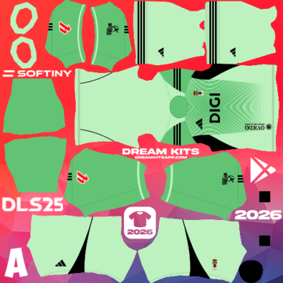 Kit GK Home Real Oviedo 2025-2026 Dream League Soccer / DLS 2025
