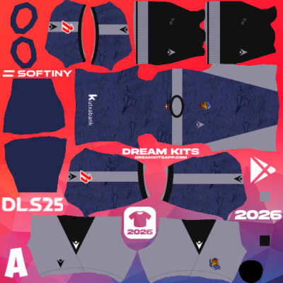 Kit / Equipamento Visitante Real Sociedad 2025-2026 Dream League Soccer / DLS 2025 512x512 PNG