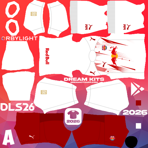 Kit Home Red Bull Bragantino 2026 Dream League Soccer / DLS 2026 512x512 PNG
