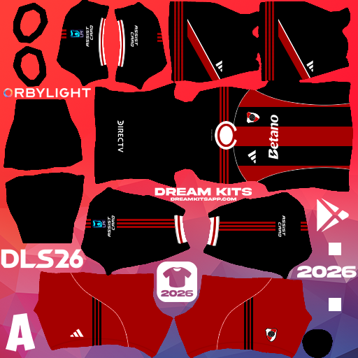 Kit / Uniforme Visita River Plate 2026 Dream League Soccer / DLS 2026 512x512 PNG