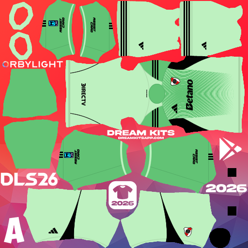 Kit / Uniforme Portero Visita River Plate 2026 Dream League Soccer / DLS 2026 512x512 PNG