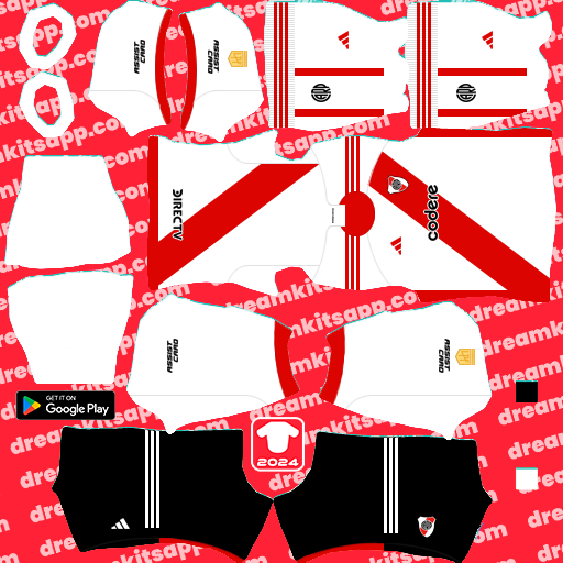 Kit / Uniforme Home River Plate 2024 Dream League Soccer 2024