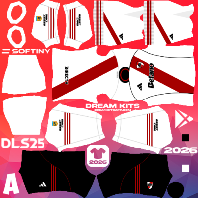 Kit Home River Plate 2025 Dream League Soccer / DLS 2025