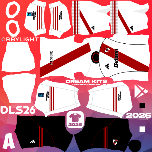 Kit / Uniforme Local River Plate 2026 Dream League Soccer / DLS 2026 512x512 PNG
