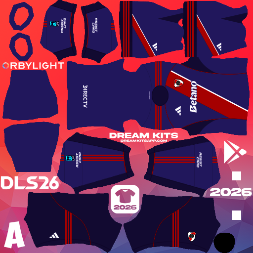 Kit / Uniforme Tercero River Plate 2026 Dream League Soccer / DLS 2026 512x512 PNG
