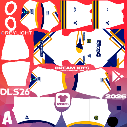 Kit / Uniforme Visita Rosario Central 2026 Dream League Soccer / DLS 2026 512x512 PNG