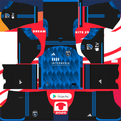 San Jose Earthquakes Home kit 2024-2025 Dream League Soccer 2019 / FTS