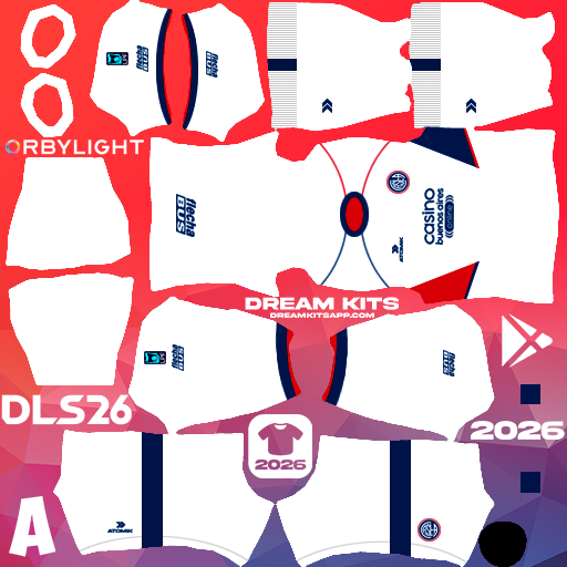 Kit / Uniforme Visita San Lorenzo 2026 Dream League Soccer / DLS 2026 512x512 PNG
