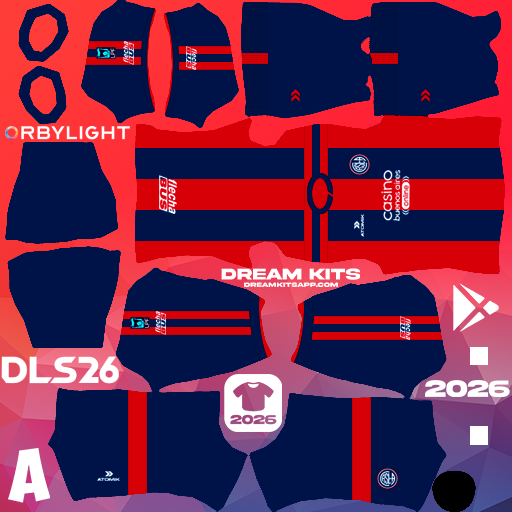 Kit / Uniforme Local San Lorenzo 2026 Dream League Soccer / DLS 2026 512x512 PNG