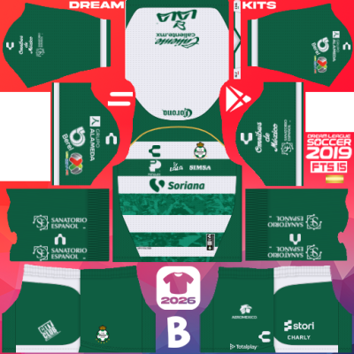 Kit Home Santos Laguna 2025-2026 Dream League Soccer 2019 DLS / FTS