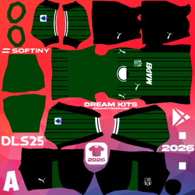 Kit / Uniforme Local Sassuolo 2025-2026 Dream League Soccer / DLS 2025