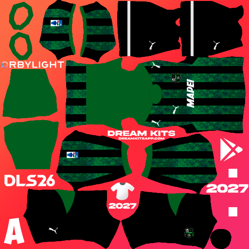 Kit Home Sassuolo 2026-2027 Dream League Soccer / DLS 2026 512x512 PNG