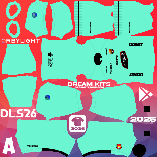 Kit / Uniforme Portero Visita SC Barcelona 2026 Dream League Soccer / DLS 2026 512x512 PNG