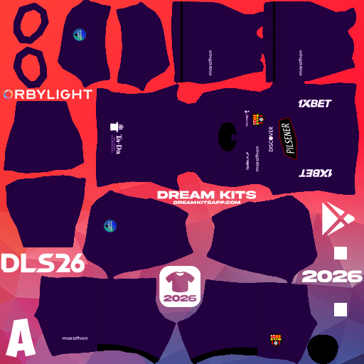 Kit / Uniforme Portero Tercero SC Barcelona 2026 Dream League Soccer / DLS 2026 512x512 PNG