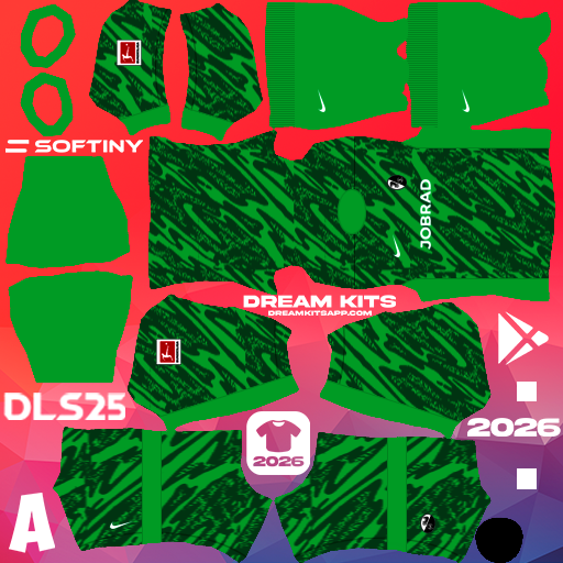 Kit GK Home SC Freiburg 2025-2026 Dream League Soccer / DLS 2025 512x512 PNG