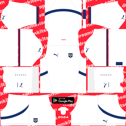 Kit / Uniforme Visitante Serbia 2024 Dream League Soccer 2019 / FTS