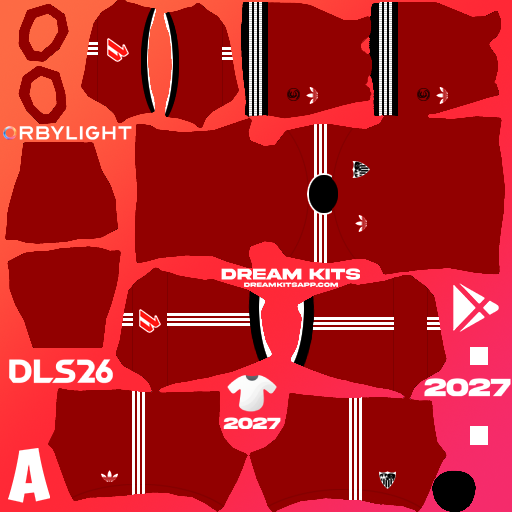 Kit / Uniforme Visita Sevilla 2026-2027 Dream League Soccer / DLS 2026 512x512 PNG
