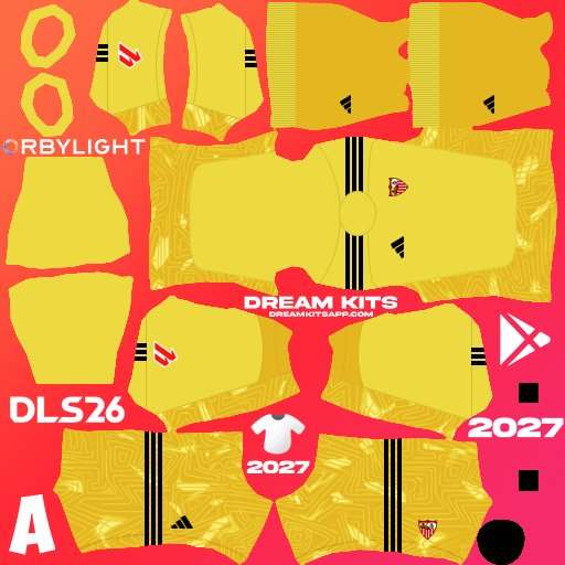 Kit / Uniforme Portero Tercero Sevilla 2026-2027 Dream League Soccer / DLS 2026 512x512 PNG