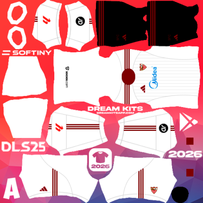 Kit Home Sevilla 2025-2026 Dream League Soccer / DLS 2025