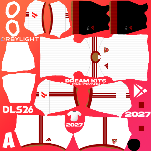 Kit / Équipement Domicile Sevilla 2026-2027 Dream League Soccer / DLS 2026 512x512 PNG
