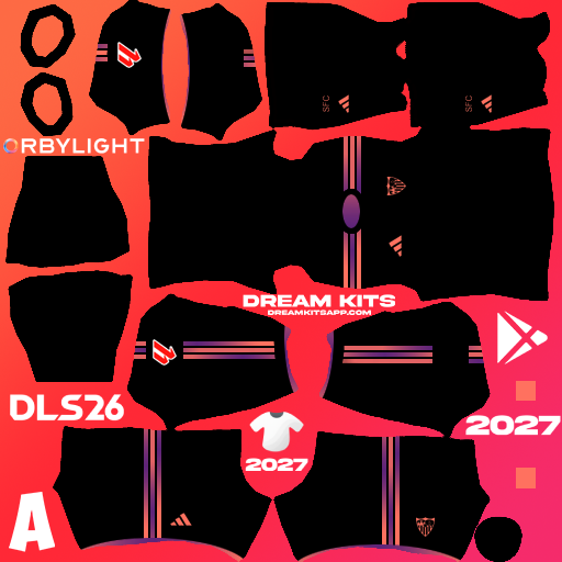 Kit / Uniforme Tercero Sevilla 2026-2027 Dream League Soccer / DLS 2026 512x512 PNG