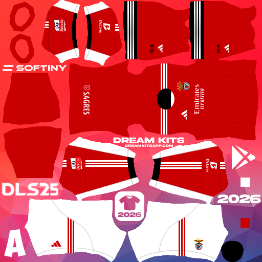 Kit Home SL Benfica 2025-2026 Dream League Soccer / DLS 2026 512x512 PNG