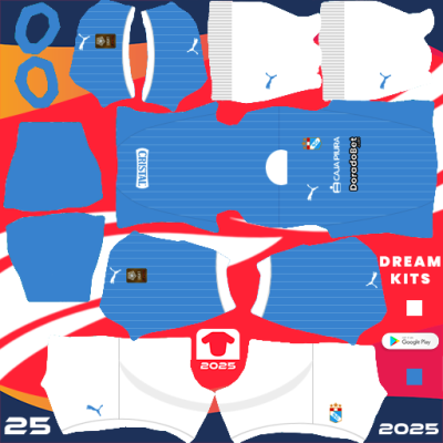 Kit Home Sporting Cristal 2025 Dream League Soccer / DLS 2025