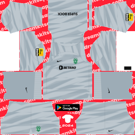 Kit / Uniforme POR Visitante Sporting Lisboa 2023-2024 Dream League Soccer 2019 / FTS