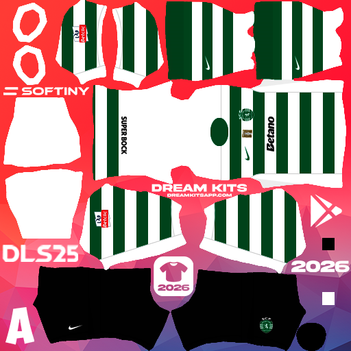 Kit Home Sporting Lisboa 2025-2026 Dream League Soccer / DLS 2026 512x512 PNG