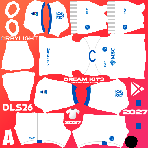 Kit / Equipamento Visitante SSC Napoli 2026-2027 Dream League Soccer / DLS 2026 512x512 PNG