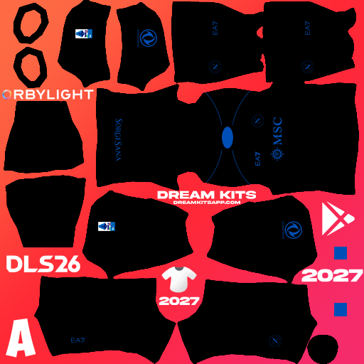 Kit / Equipamento Goleiro Titular SSC Napoli 2026-2027 Dream League Soccer / DLS 2026 512x512 PNG