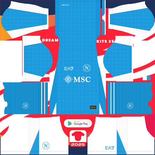 Kit / Uniforme Home SSC Napoli 2024-2025 Dream League Soccer 2019 / FTS