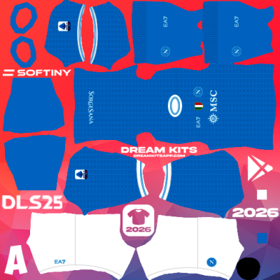 Kit / Equipamento Titular SSC Napoli 2025-2026 Dream League Soccer / DLS 2025