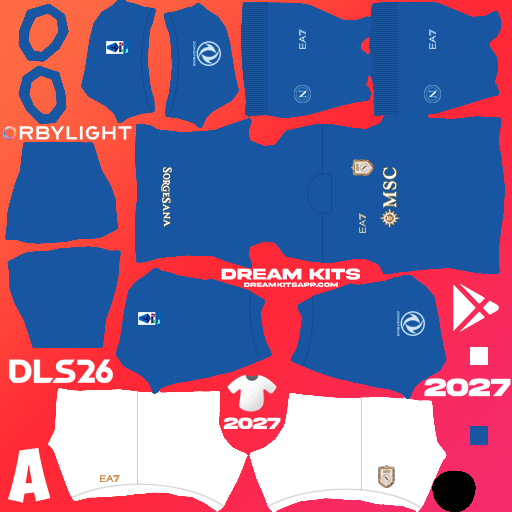 Kit / Equipamento Titular SSC Napoli 2026-2027 Dream League Soccer / DLS 2026 512x512 PNG