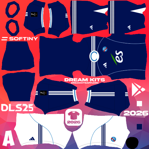 Kit Home Strasbourg 2025-2026 Dream League Soccer / DLS 2025 512x512 PNG