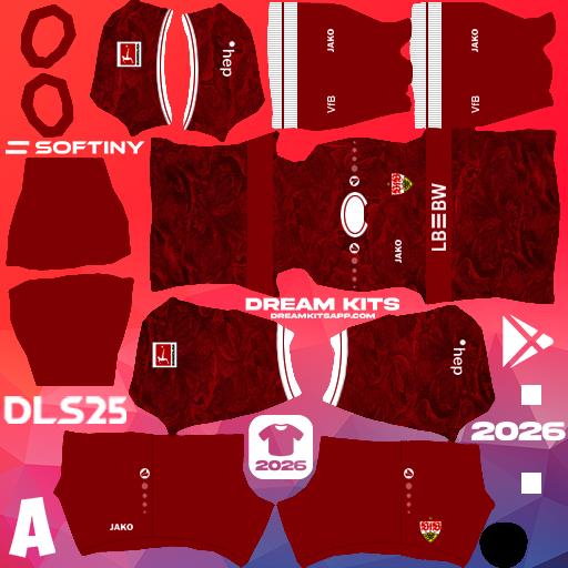 Kit Away Stuttgart 2025-2026 Dream League Soccer / DLS 2025 512x512 PNG