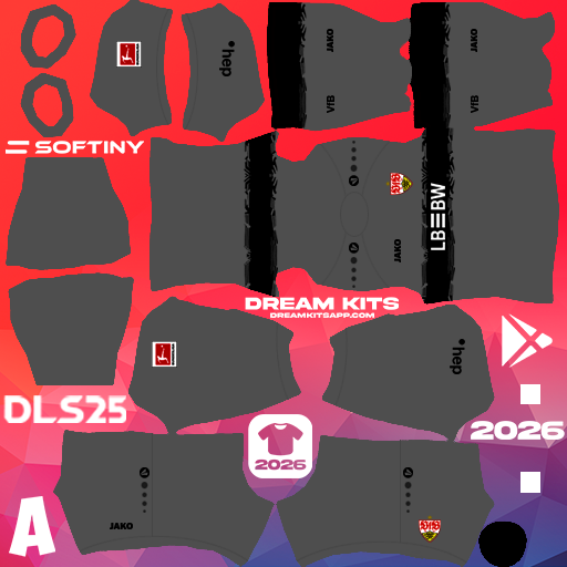 Kit GK Third Stuttgart 2025-2026 Dream League Soccer / DLS 2025 512x512 PNG