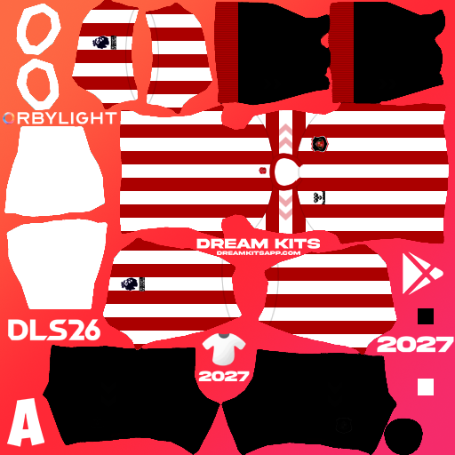 Kit / Équipement Domicile Sunderland AFC 2026-2027 Dream League Soccer / DLS 2026 512x512 PNG