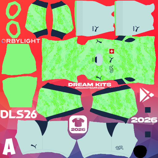 Kit Away Switzerland 2026 Dream League Soccer / DLS 2026 512x512 PNG