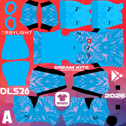 Kit Goalkeeper Home Switzerland 2026 Dream League Soccer / DLS 2026 512x512 PNG